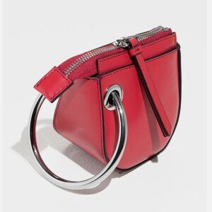 Other Stories Leather Ring Purse Card Coin Case Wallet Clutch Charm Bag Red COS